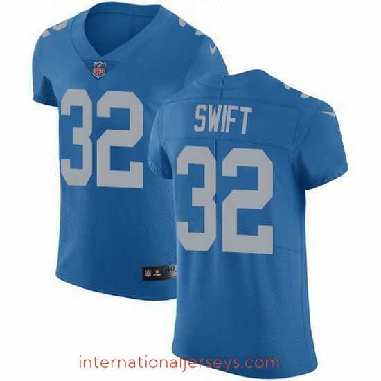Deluxe Nike Lions 32 D 27Andre Swift Blue Throwback Stitched NFL Vapor Untouchable Elite Jersey