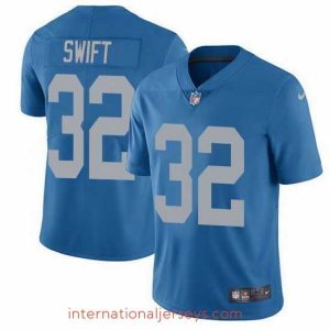Top notch Nike Lions 32 D 27Andre Swift Blue Throwback Stitched NFL Vapor Untouchable Limited Jersey