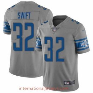 Top notch Nike Lions 32 D 27Andre Swift Gray Stitched NFL Limited Inverted Legend Jersey