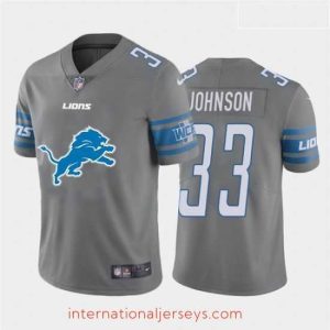 Superior Nike Lions 33 Kerryon Johnson Gray Team Big Logo Vapor Untouchable Limited Jersey