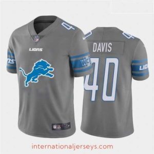 Superb Nike Lions 40 Jarrad Davis Gray Team Big Logo Vapor Untouchable Limited Jersey