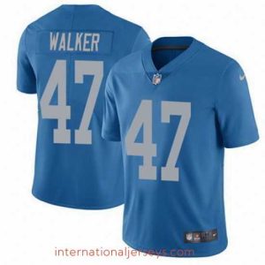 Outstanding Nike Lions #47 Tracy Walker Blue Throwback Mens Stitched NFL Vapor Untouchable Limited Jersey