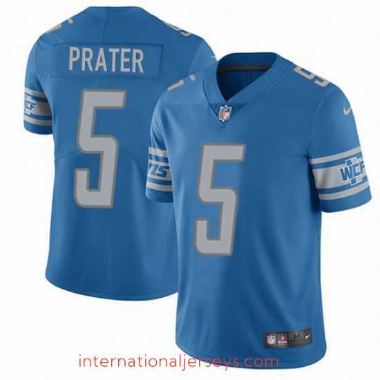 Top notch Nike Lions #5 Matt Prater Blue Team Color Mens Stitched NFL Limited Jersey