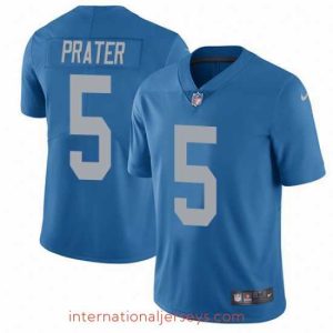 Premium Nike Lions #5 Matt Prater Blue Throwback Mens Stitched NFL Limited Jersey