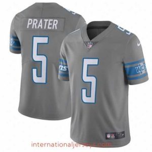 Finest Nike Lions #5 Matt Prater Gray Mens Stitched NFL Limited Rush Jersey