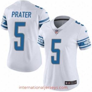 Superb Nike Lions #5 Matt Prater White Womens Stitched NFL Limited Jersey