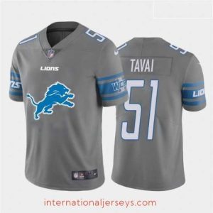 High quality Nike Lions 51 Jahlani Tavai Gray Team Big Logo Vapor Untouchable Limited Jersey