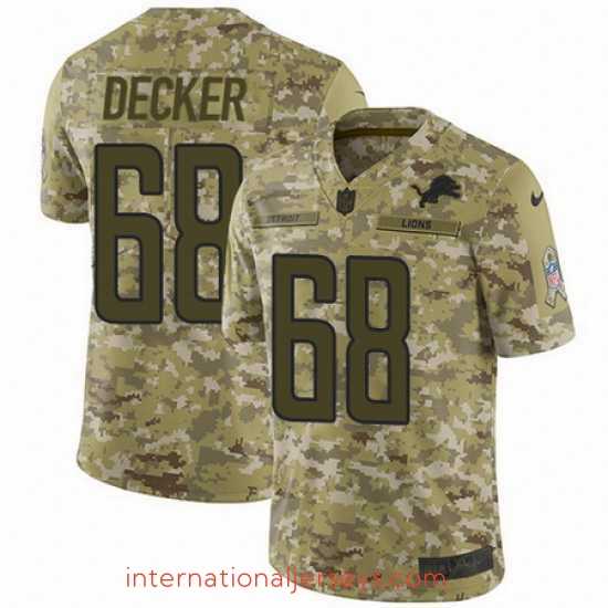 High quality Nike Lions #68 Taylor Decker Camo Mens Stitched NFL Limited 2018 Salute To Service Jersey
