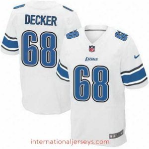 Premium Nike Lions #68 Taylor Decker White Mens Stitched NFL Elite Jersey