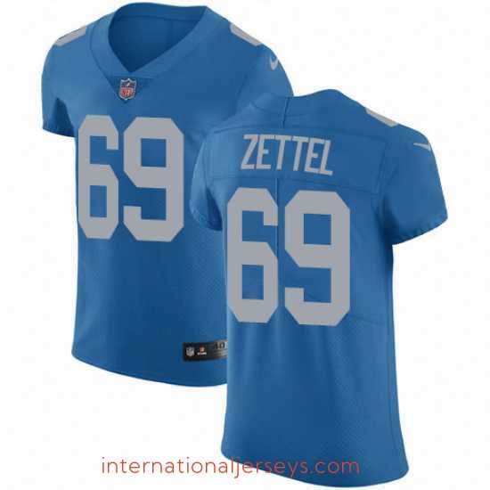 Premium Nike Lions #69 Anthony Zettel Blue Throwback Mens Stitched NFL Vapor Untouchable Elite Jersey