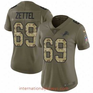 Exquisite Nike Lions #69 Anthony Zettel Olive Camo Womens Stitched NFL Limited 2017 Salute to Service Jersey