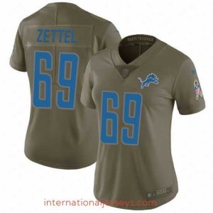 Exquisite Nike Lions #69 Anthony Zettel Olive Womens Stitched NFL Limited 2017 Salute to Service Jersey