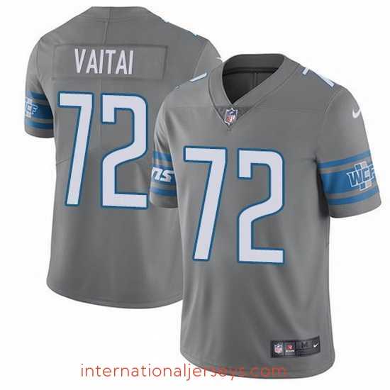Exceptional Nike Lions 72 Halapoulivaati Vaitai Gray Stitched NFL Limited Rush Jersey