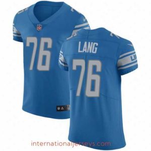 Finest Nike Lions #76 T J Lang Blue Team Color Mens Stitched NFL Vapor Untouchable Elite Jersey