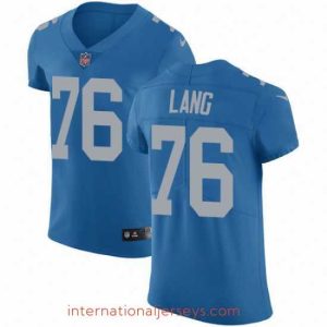 Exquisite Nike Lions #76 T J Lang Blue Throwback Mens Stitched NFL Vapor Untouchable Elite Jersey