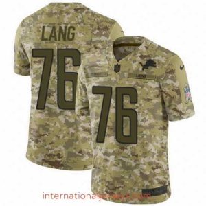 High quality Nike Lions #76 T J Lang Camo Mens Stitched NFL Limited 2018 Salute To Service Jersey