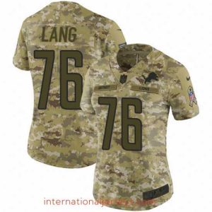 Exquisite Nike Lions #76 T J  Lang Camo Stitched NFL Limited 2018 Salute to Service Jersey