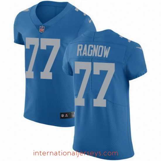 Finest Nike Lions #77 Frank Ragnow Blue Throwback Mens Stitched NFL Vapor Untouchable Elite Jersey
