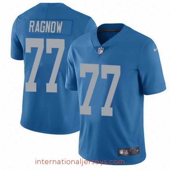 Exceptional Nike Lions #77 Frank Ragnow Blue Throwback Stitched NFL Vapor Untouchable Limited Jersey