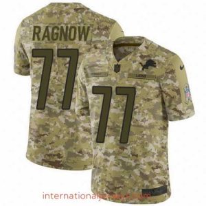 Superb Nike Lions #77 Frank Ragnow Camo Mens Stitched NFL Limited 2018 Salute To Service Jersey