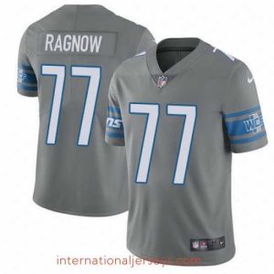 Finest Nike Lions #77 Frank Ragnow Gray Stitched NFL Limited Rush Jersey