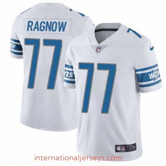 Premium Nike Lions #77 Frank Ragnow White Stitched NFL Vapor Untouchable Limited Jersey