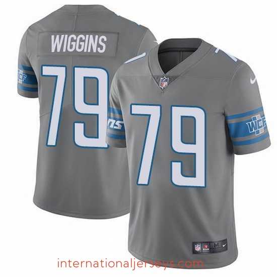 Superb Nike Lions 79 Kenny Wiggins Gray Stitched NFL Limited Rush Jersey