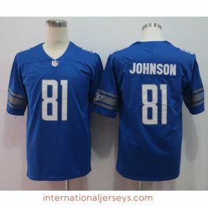 Exquisite Nike Lions 81 Calvin Johnson Blue Vapor Untouchable Limited Jersey