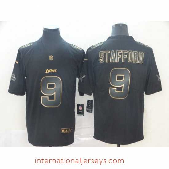 Outstanding Nike Lions 9 Matthew Stafford Black Gold Vapor Untouchable Limited Jersey