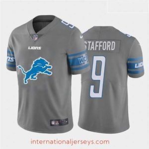 Superb Nike Lions 9 Matthew Stafford Gray Team Big Logo Vapor Untouchable Limited Jersey