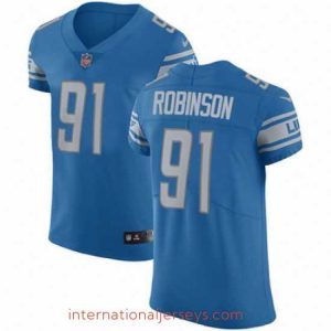 Deluxe Nike Lions #91 A Shawn Robinson Blue Team Color Mens Stitched NFL Vapor Untouchable Elite Jersey