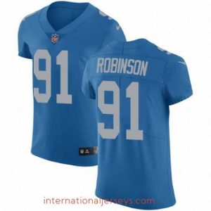 Exquisite Nike Lions #91 A Shawn Robinson Blue Throwback Mens Stitched NFL Vapor Untouchable Elite Jersey