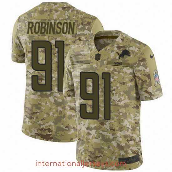 Superb Nike Lions #91 A Shawn Robinson Camo Mens Stitched NFL Limited 2018 Salute To Service Jersey