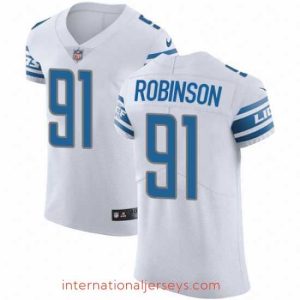 Exceptional Nike Lions #91 A Shawn Robinson White Mens Stitched NFL Vapor Untouchable Elite Jersey