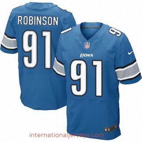Exceptional Nike Lions #91 Ashawn Robinson Blue Team Color Mens Stitched NFL Elite Jersey