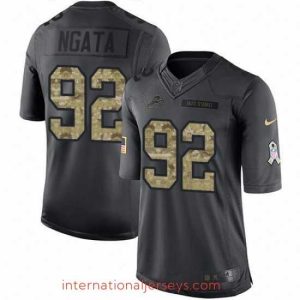 Finest Nike Lions #92 Haloti Ngata Black Mens Stitched NFL Limited 2016 Salute To Service Jersey