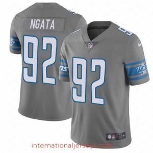 Deluxe Nike Lions #92 Haloti Ngata Gray Mens Stitched NFL Limited Rush Jersey