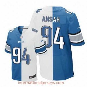 Premium Nike Lions #94 Ziggy Ansah Blue White Mens Stitched NFL Elite Split Jersey