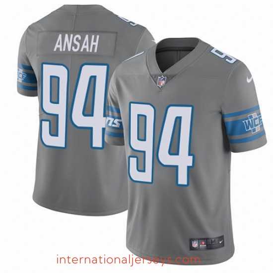Deluxe Nike Lions #94 Ziggy Ansah Gray Mens Stitched NFL Limited Rush Jersey
