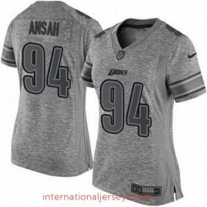 Finest Nike Lions #94 Ziggy Ansah Gray Womens Stitched NFL Limited Gridiron Gray Jersey