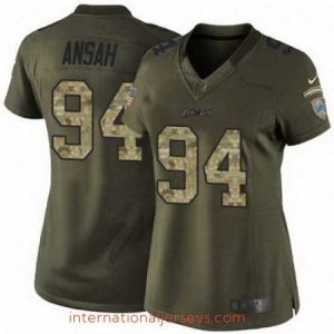 Exquisite Nike Lions #94 Ziggy Ansah Green Womens Stitched NFL Limited Salute to Service Jersey