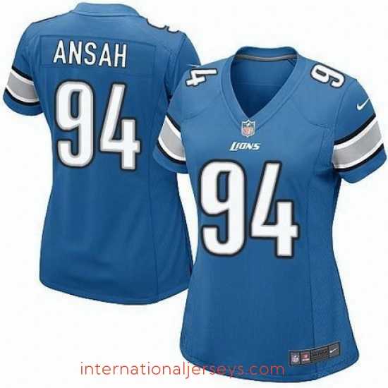 High quality Nike Lions #94 Ziggy Ansah Light Blue Team Color Womens Stitched NFL Elite Jersey