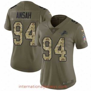 Exquisite Nike Lions #94 Ziggy Ansah Olive Camo Womens Stitched NFL Limited 2017 Salute to Service Jersey