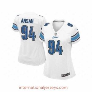 Superior Nike NFL Detroit Lions #94 Ziggy Ansah Elite Women's Road White Jersey