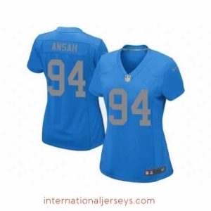 High quality Nike NFL Detroit Lions #94 Ziggy Ansah Game Women's Blue Alternate Jersey
