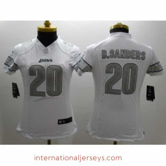 Deluxe Nike Detroit Lions #20 sanders Platinum White Jerseys