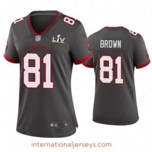 Exquisite Antonio Brown Buccaneers Pewter Super Bowl Lv Game Jersey