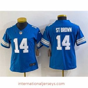 Finest Detroit Lions 14 Amon Ra St  Brown Blue 2024 F.U.S.E  Vapor Limited Stitched Jersey