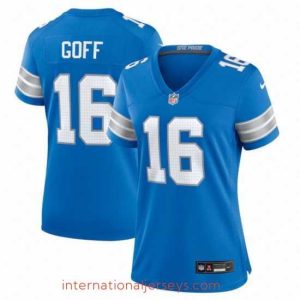 Exceptional Detroit Lions 16 Jared Goff Blue Stitched Jersey