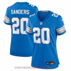 Outstanding Detroit Lions 20 Barry Sanders Blue Stitched Jersey